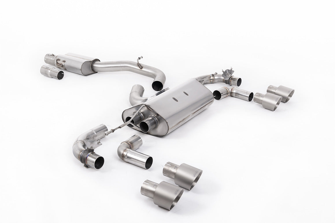 VW Golf R Mk7.5 - 80mm / 3.15 inch Valved Resonated (Quieter) Race System with Titanium GT-100 Round Tips