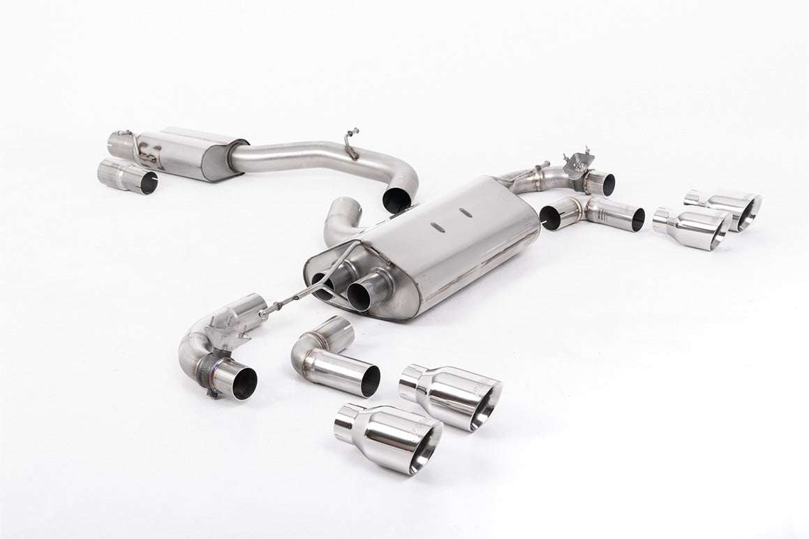 VW Golf R Mk7.5 - 80mm / 3.15 inch Valved Resonated (Quieter) Race System with Polished GT-100 Round Tips