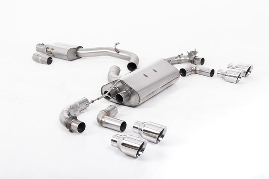 VW Golf R Mk7.5 - 80mm / 3.15 inch Valved Resonated (Quieter) Race System with Polished GT-100 Round Tips