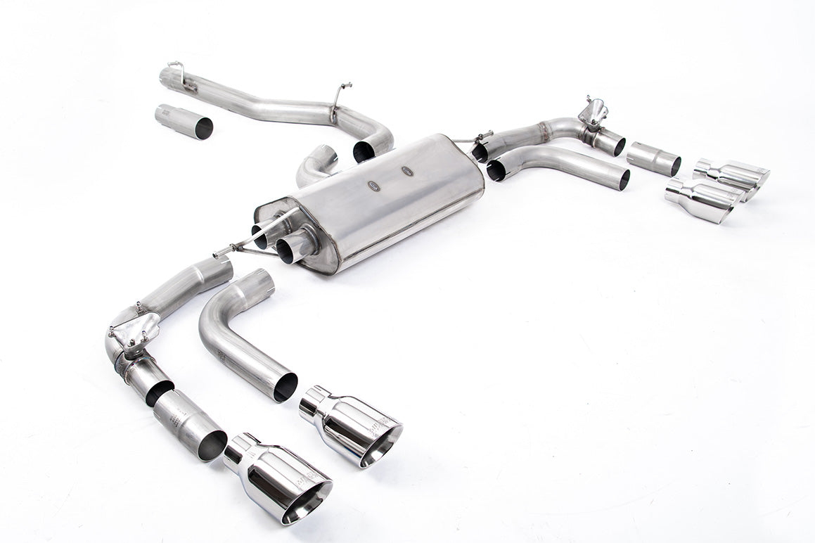 VW Tiguan R EA888.4 MQB EVO (GPF Models) - Non-Resonated (Louder) GPF/OPF Back Exhaust System with GT-100 Polished Trims - Re-uses Factory Valve Motors