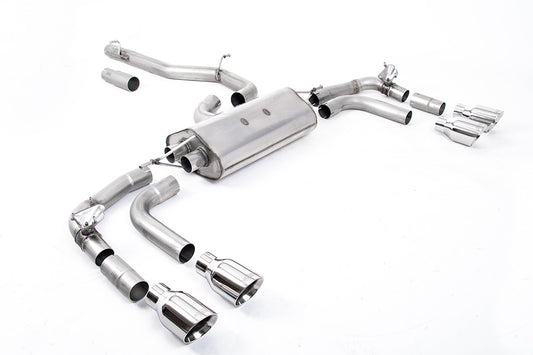 VW Tiguan R EA888.4 MQB EVO (GPF Models) - Non-Resonated (Louder) GPF/OPF Back Exhaust System with GT-100 Polished Trims - Re-uses Factory Valve Motors