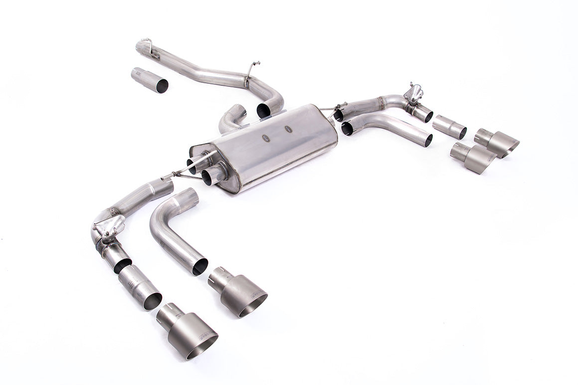VW Tiguan R EA888.4 MQB EVO (GPF Models) - Non-Resonated (Louder) GPF/OPF Back Exhaust System with GT-100 Titanium Trims - Re-uses Factory Valve Motors