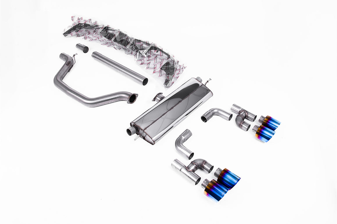 VW Golf GTI Mk8 - Particulate Filter-Back - Golf R Style - Road+ with Burnt / Blue Titanium Tips