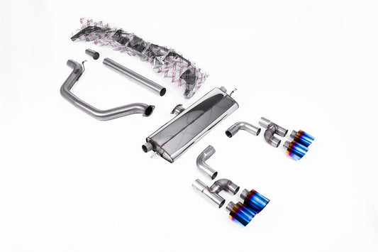 VW Golf GTI Mk8 - Particulate Filter-Back - Golf R Style - Road+ with Burnt / Blue Titanium Tips