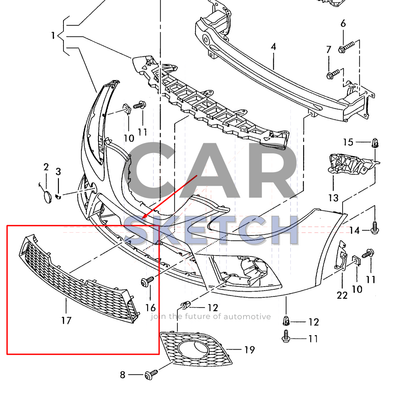 Seat Leon 1P Cupra Front Center Lower Grille * 1P0 853 667 B *