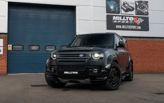 Land Rover Defender 130 5.0 V8 (GPF Models) - Special Edition Black Coated OPF/GPF Back Resonated Valved System with Quad GT-90 Cerakote Black Trims