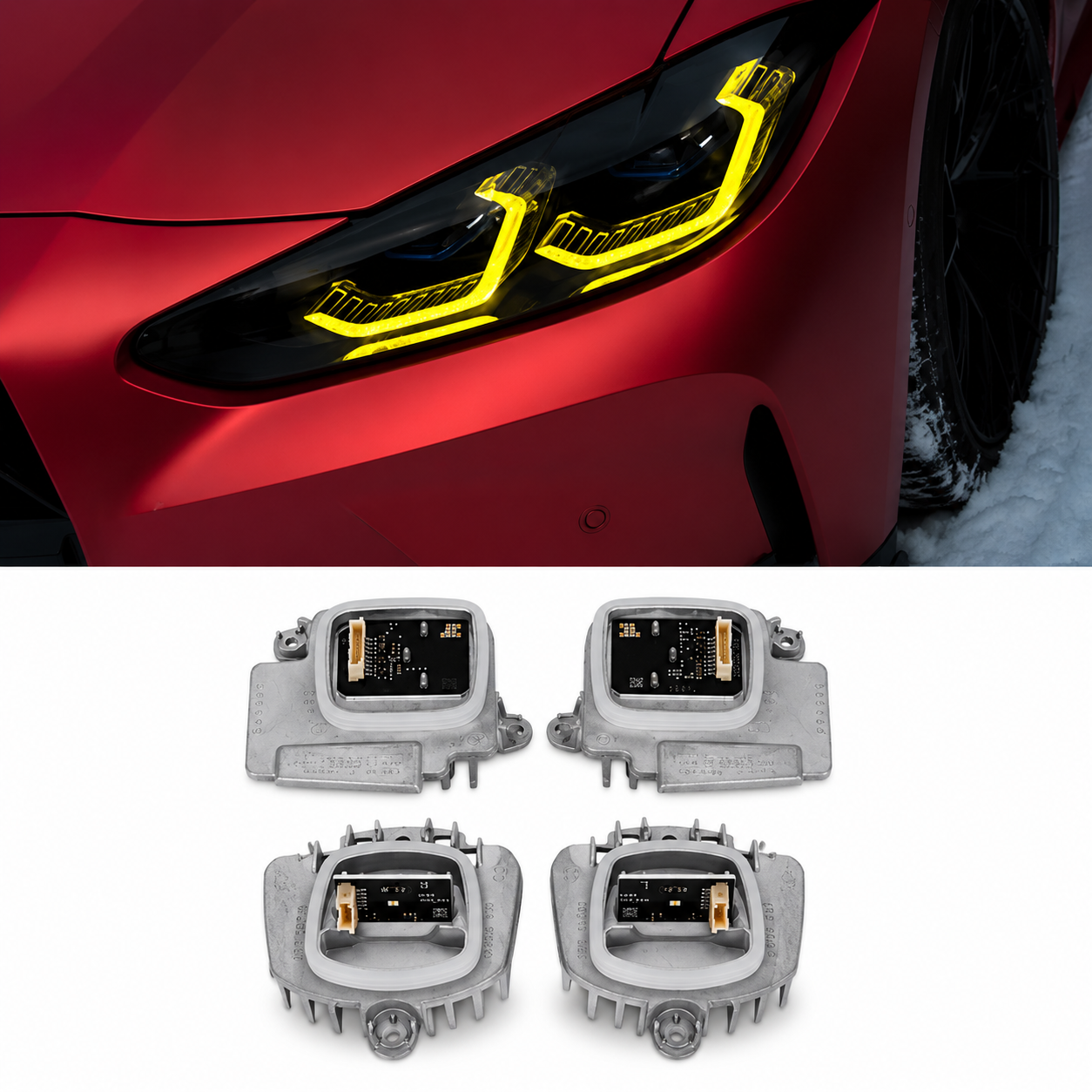 TMC CSL Yellow DRL LED Module Set With Heatsink – BMW G80 / G81 M3 & G82 / G83 M4 (2021–2024)