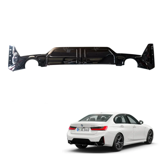 BMW 3 Series G20 M Sport LCI Facelift 2022+ Gloss Black Rear Diffuser