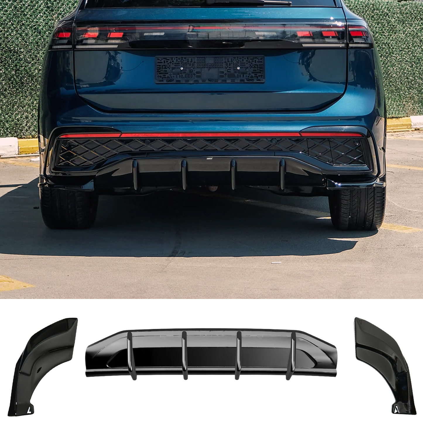 VW Tiguan R-Line MK3 2024 On Rear Valance In Gloss Black