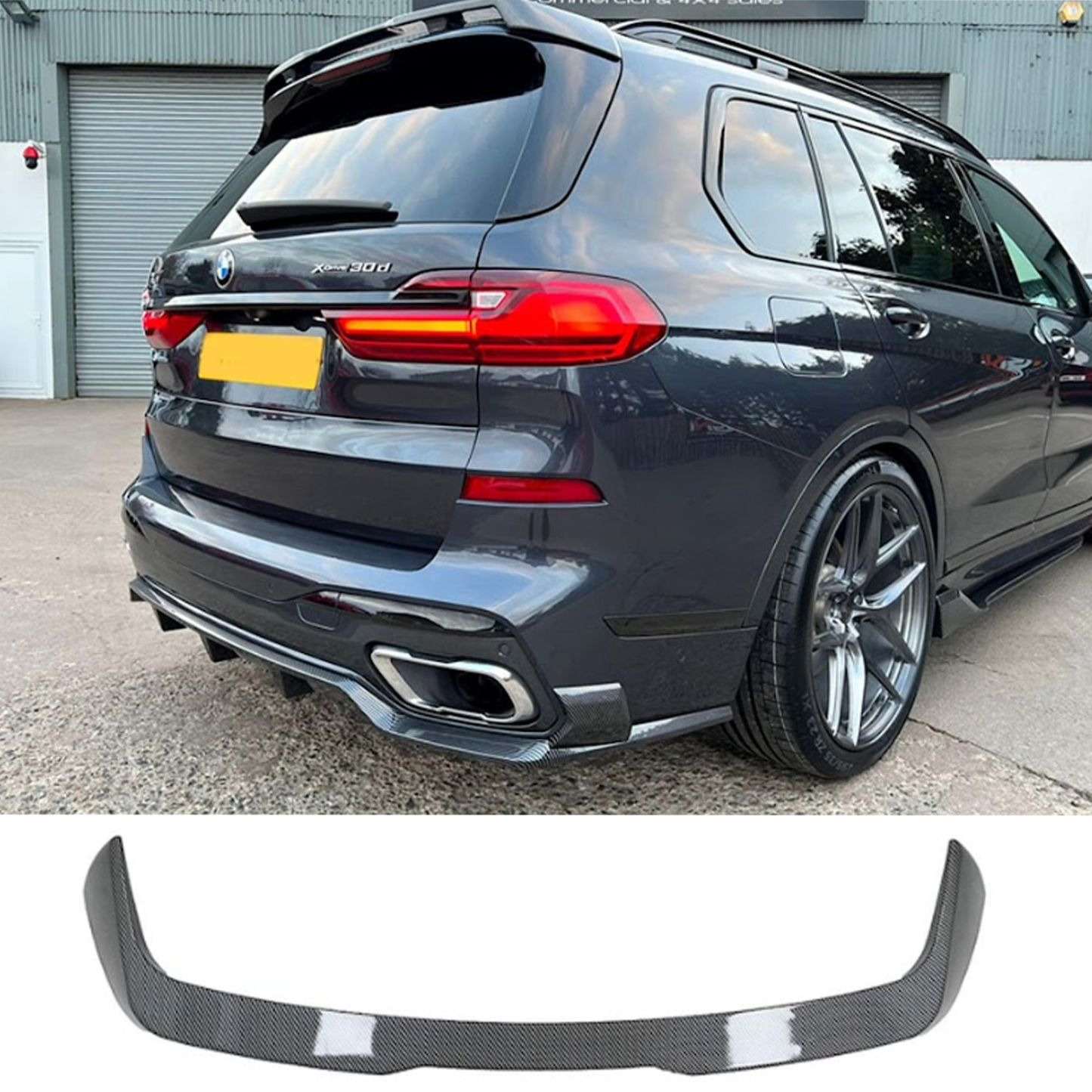 BMW X7 2018-2023 Black Knight Rear Roof Spoiler In Carbon Style