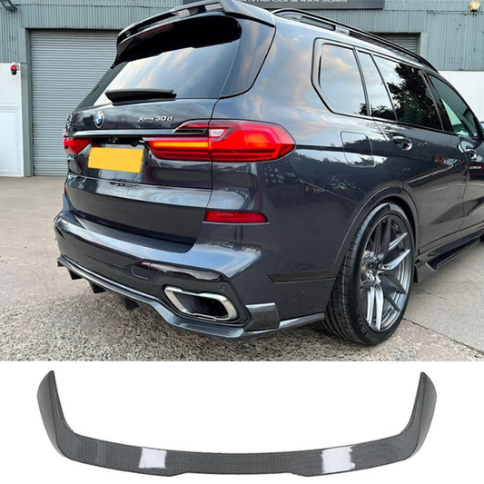 BMW X7 2018-2023 Black Knight Rear Roof Spoiler In Carbon Style