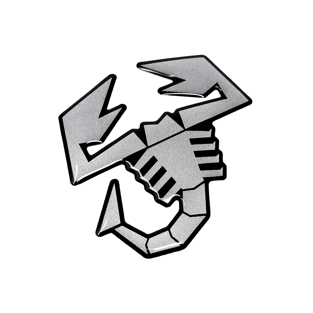 Abarth 3D Scorpione Sticker Silver Satin Look 65mm