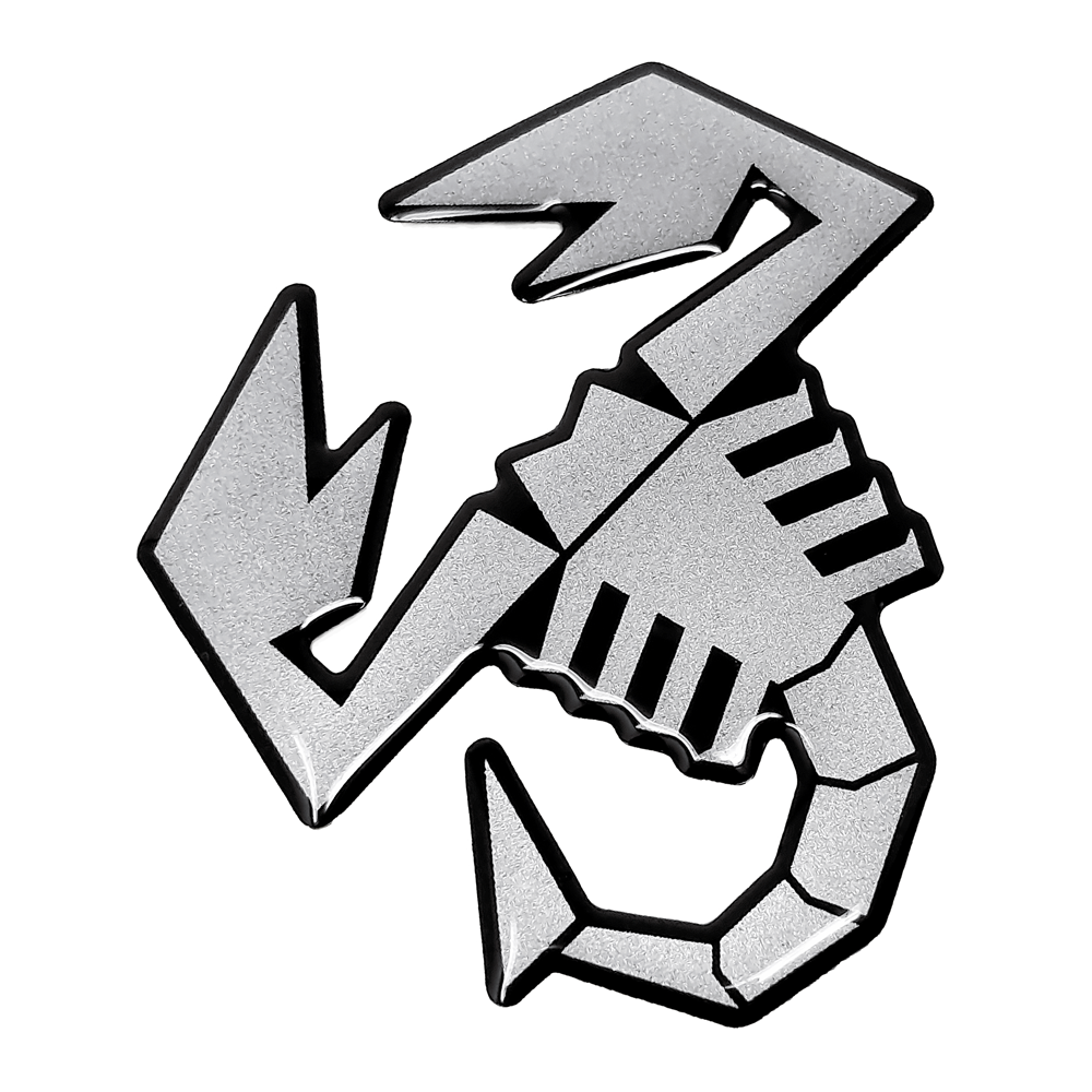 Abarth 3D Scorpione Sticker Silver Sparkle Effect 120mm