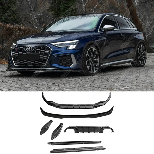 Aero Body Kit In Gloss Black For Audi S3 8Y 2020-2024 - A3 S-Line Hatchback 2020-2024