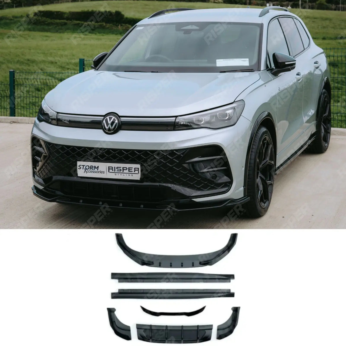 Aero Body Kit In Gloss Black For VW Tiguan R-Line MK3 2024 On