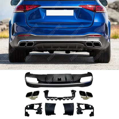 AMG Line Rear Diffuser With Tips In Gloss Black For Mercedes GLE W167 2019+
