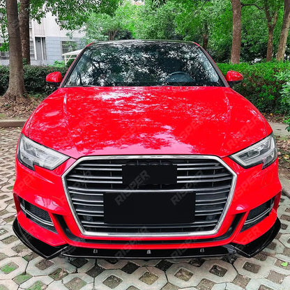 Audi A3 8V Facelift 2017-2020 Standard Models Front Splitter In Gloss Black