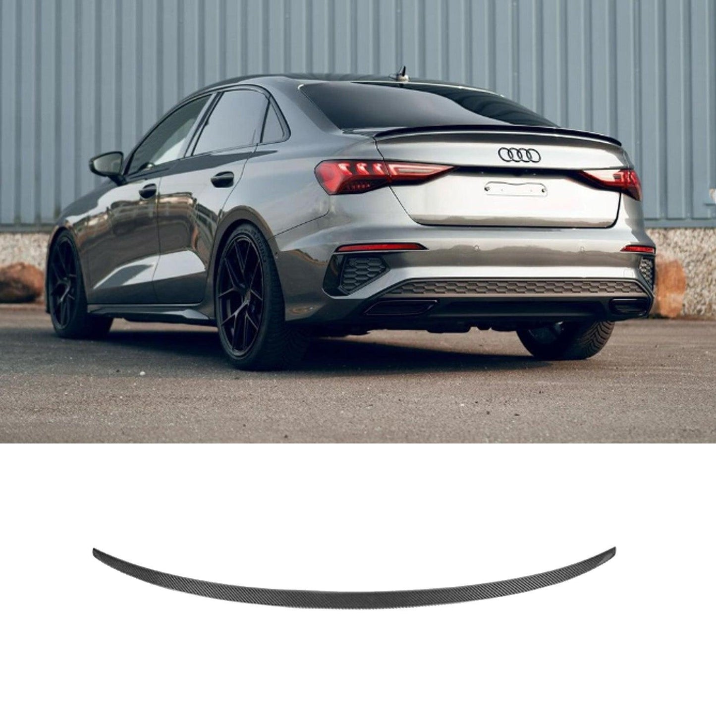 Audi A3 8Y Saloon 2021+ S3 Style Gloss Black Rear Spoiler Lip - TMC Motorsport