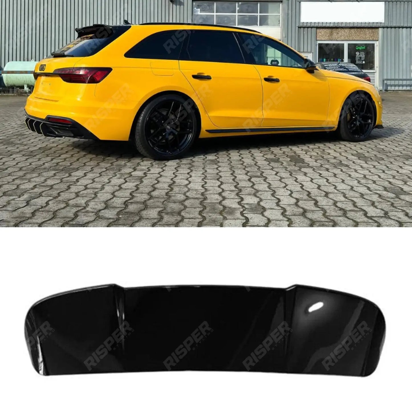 AUDI A4 AVANT ESTATE (B9) 2017-2019 RS4 LOOK REAR WING SPOILER IN GLOSS BLACK