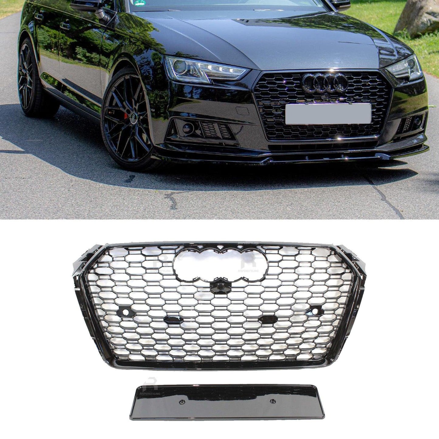 Audi A4 / S4 B9 2016-2019 Gloss Black RS4 Style Honeycomb Grill - TMC Motorsport