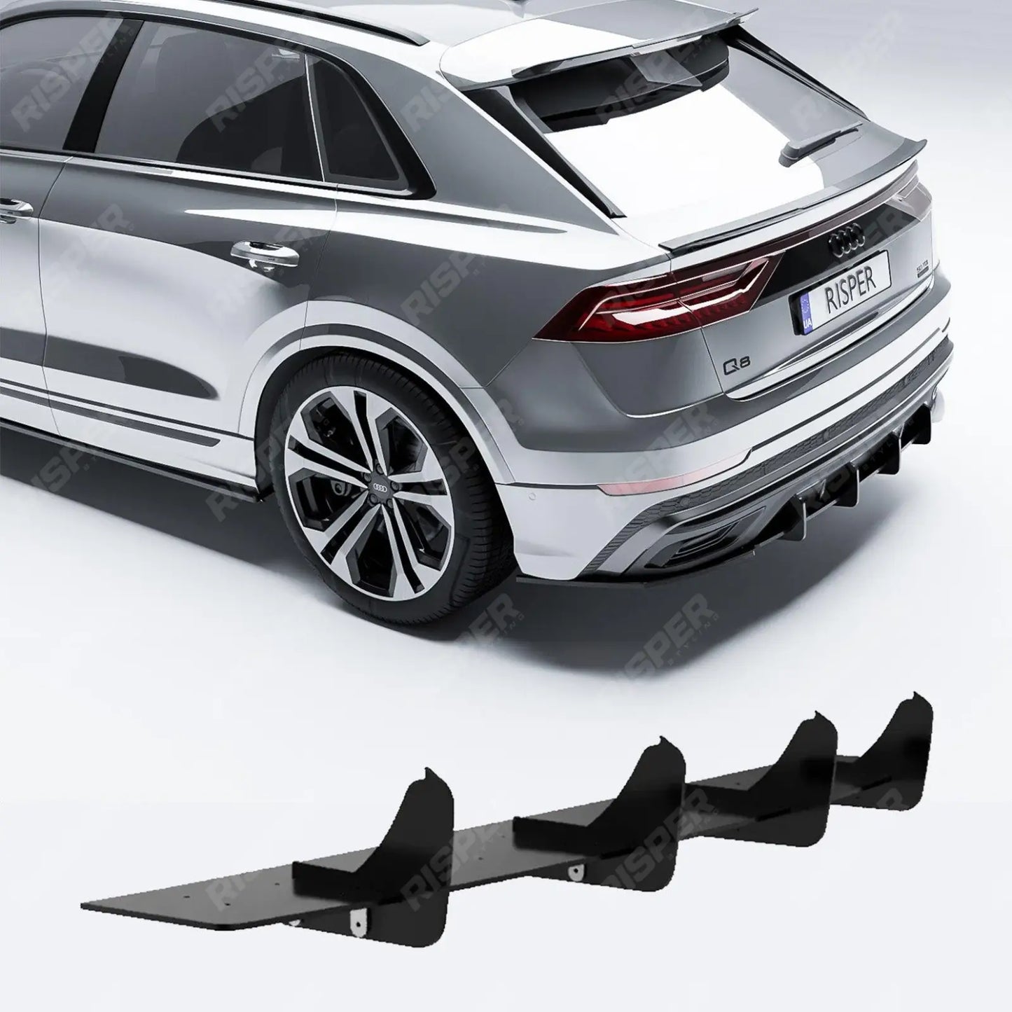 Audi Q8 S-LINE 2018-2023 Gloss Black Rear Blade Diffuser
