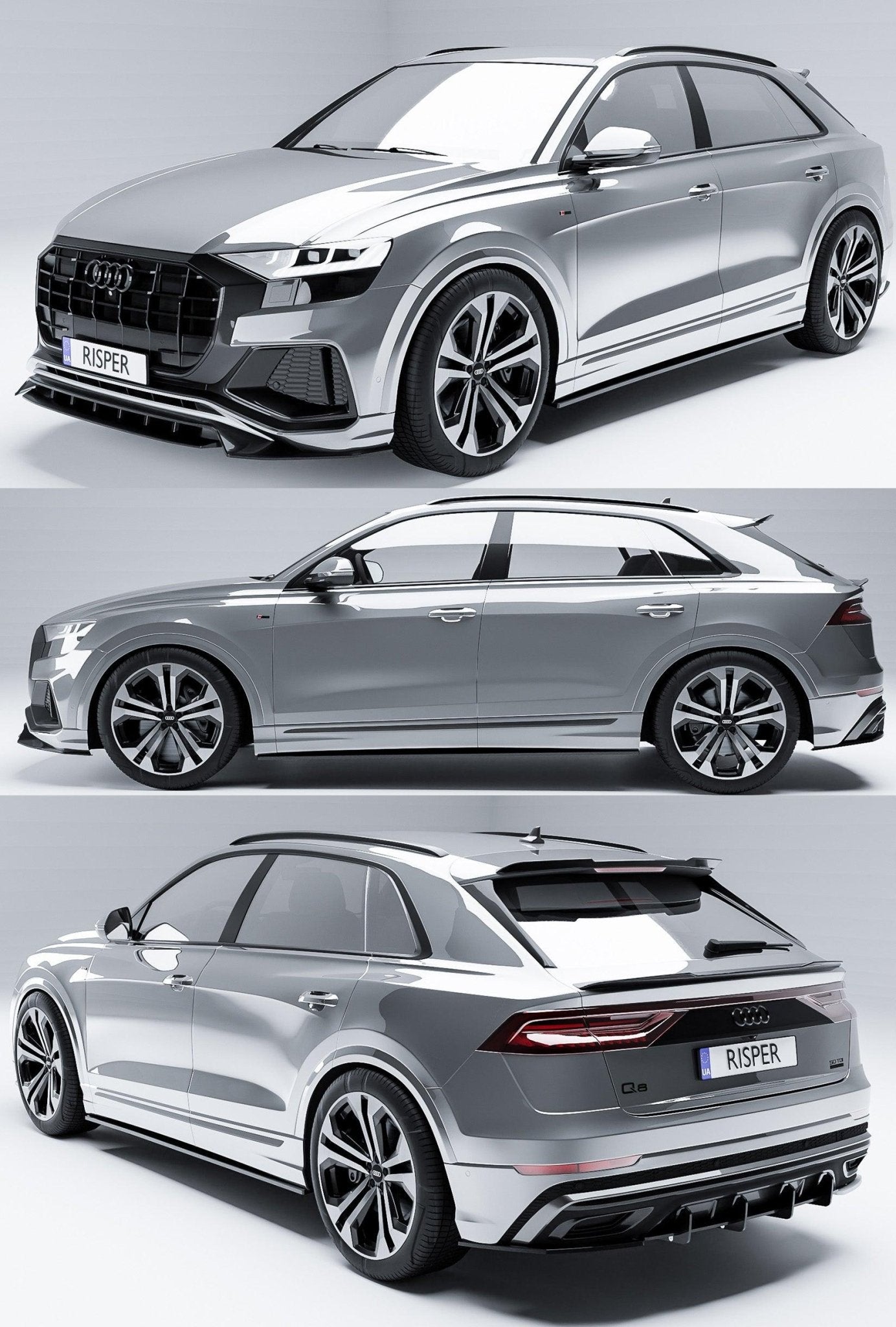 Audi Q8 S Line 2018+ Full Aero Low Line Kit In Gloss Black By Risper Styling - TMC Motorsport