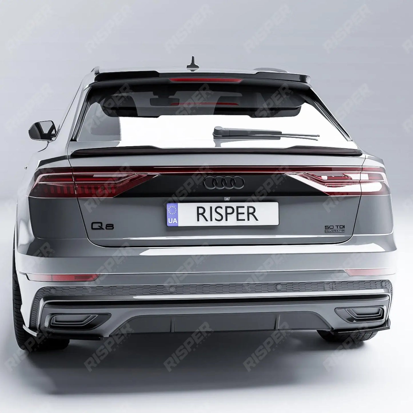 Audi Q8 S-LINE 2018 on Gloss Black Rear Bumper Corner Splitters