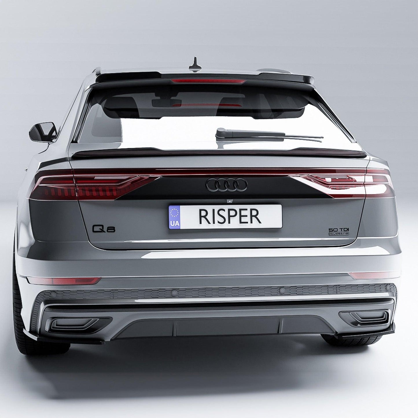 Audi Q8 S-LINE 2018 on Gloss Black Rear Bumper Corner Splitters - TMC Motorsport