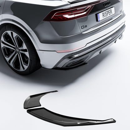 Audi Q8 S-LINE 2018 on Gloss Black Rear Bumper Corner Splitters - TMC Motorsport