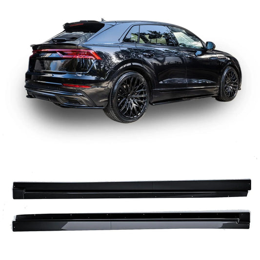 Audi Q8 S-Line 2018 On Side Skirt Splitters 2 Piece In Gloss Black - TMC Motorsport