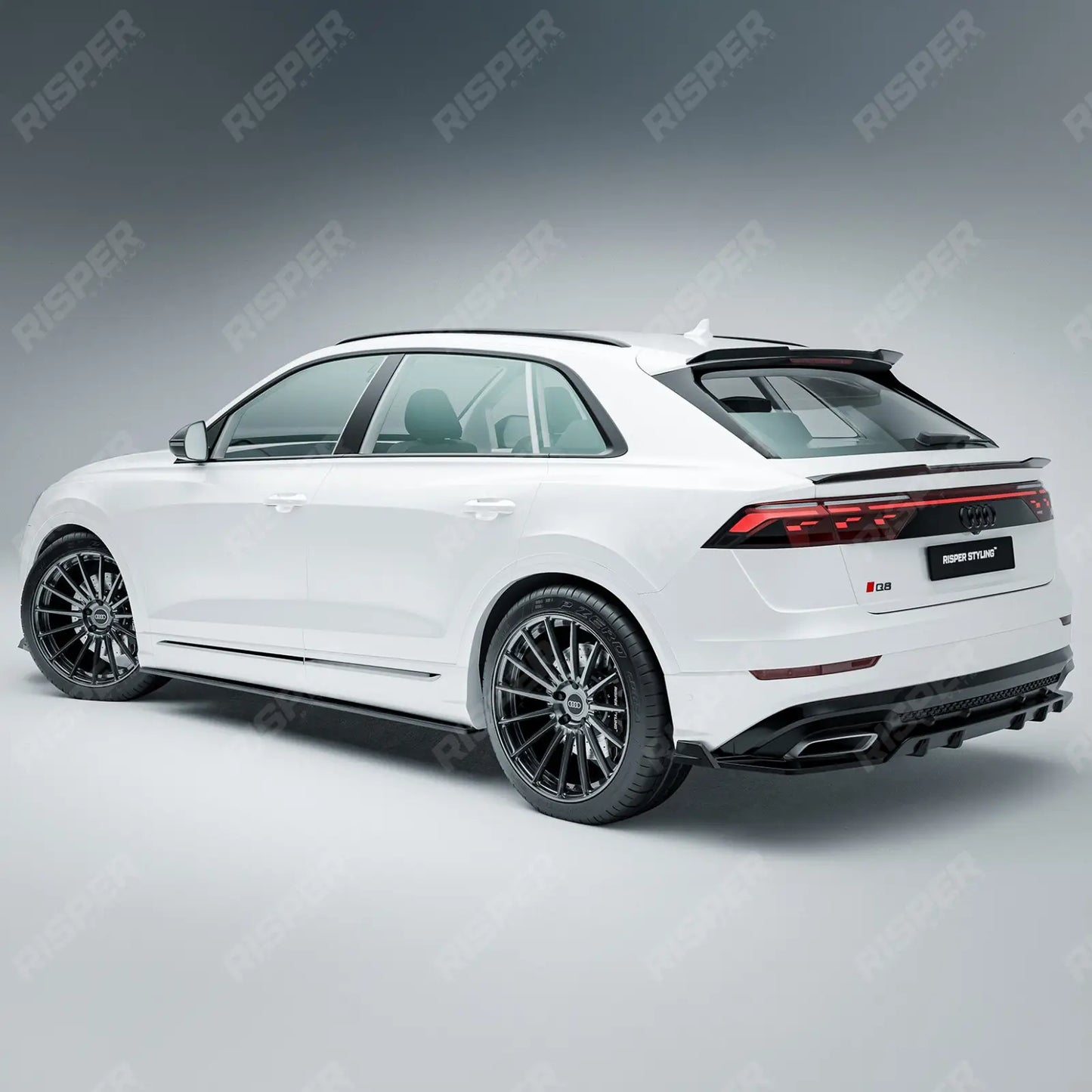 Audi Q8 S Line 2023+ Gloss Black Rear Diffuser & Side Splitters