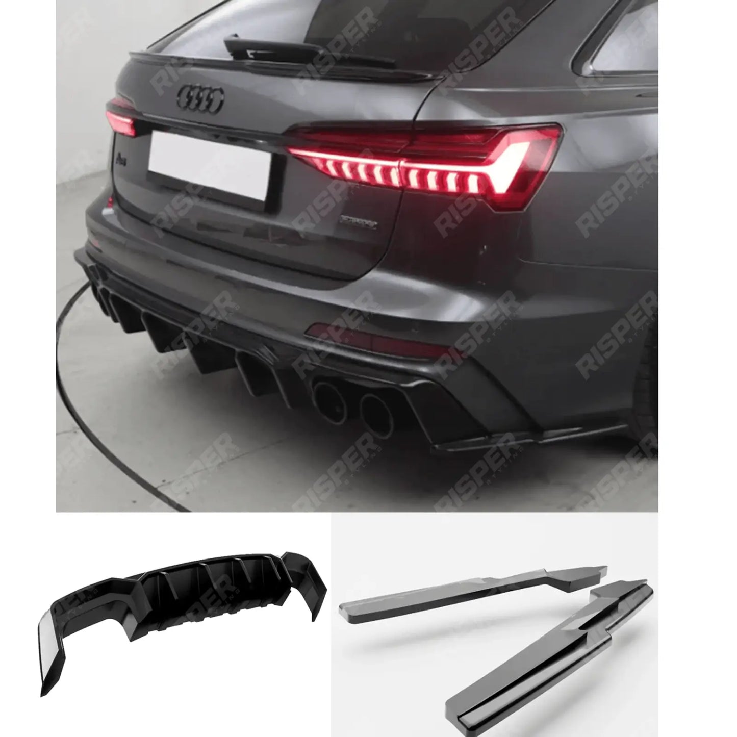 Audi S6 C8 (Sedan-Avant) 2019+ / Audi A6 C8 S-Line (Sedan-Avant) 2019+ Rear Valance & Rear Side Splitters