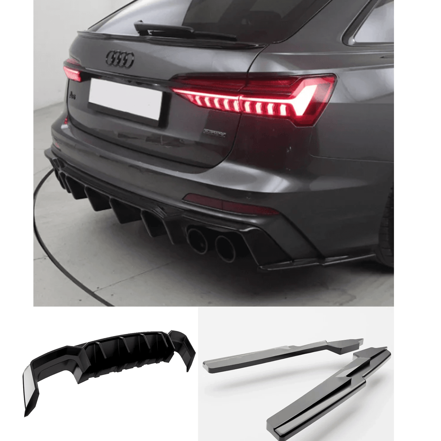 Audi S6 C8 (Sedan-Avant) 2019+ / Audi A6 C8 S-Line (Sedan-Avant) 2018+ Rear Valance & Rear Side Splitters - TMC Motorsport