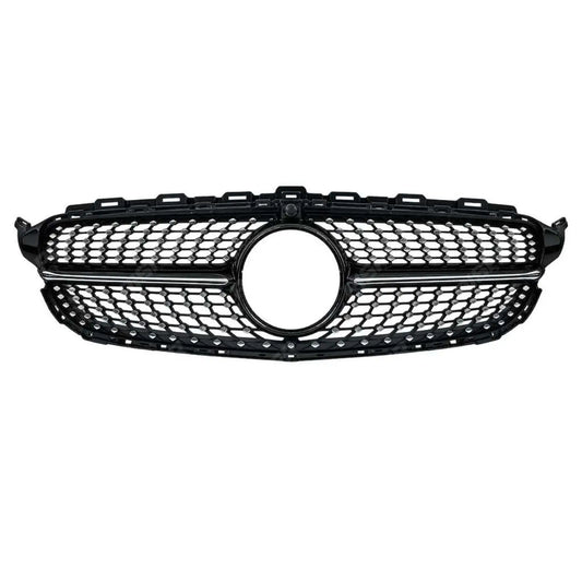 Black and Chrome Diamond Grill (Camera Compatible) For Mercedes C205 W205 2015-2018