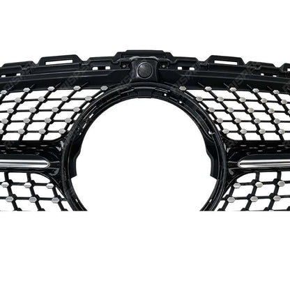 Black and Chrome Diamond Grill (Camera Compatible) For Mercedes C205 W205 2015-2018