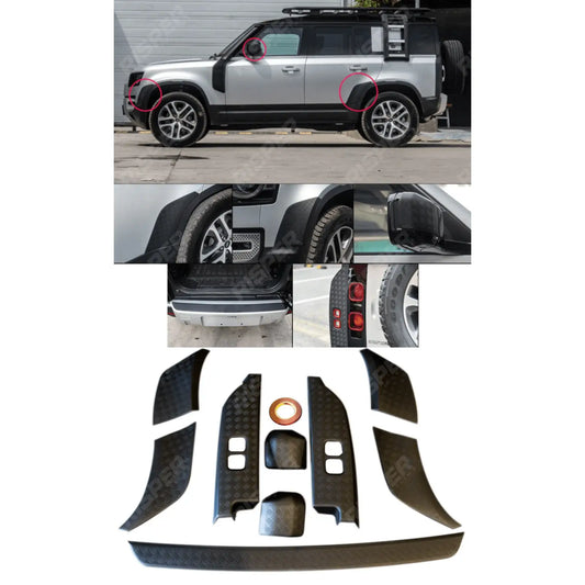 Black Anti Scratch Protective Trim Set For Land Rover Defender L663 2020 On