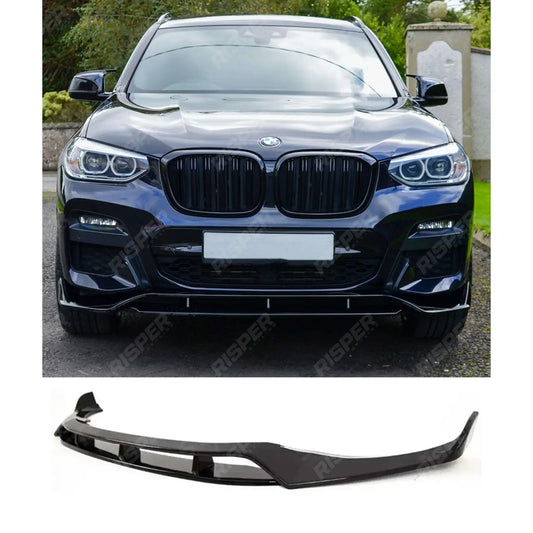 Black Knight Front Splitter In Gloss Black For BMW X3 G01 PRE LCI 2018-2022