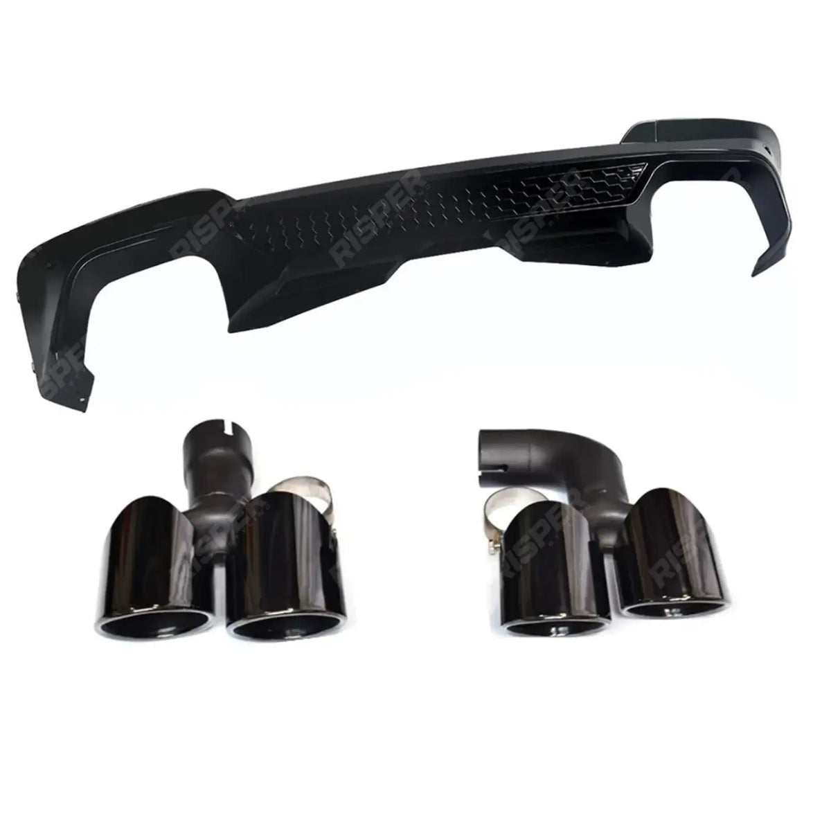 Black Knight Rear Diffuser In Gloss Black (With Exhaust Tips) For BMW X3 G01 PRE LCI