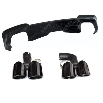 Black Knight Rear Diffuser In Gloss Black (With Exhaust Tips) For BMW X3 G01 PRE LCI