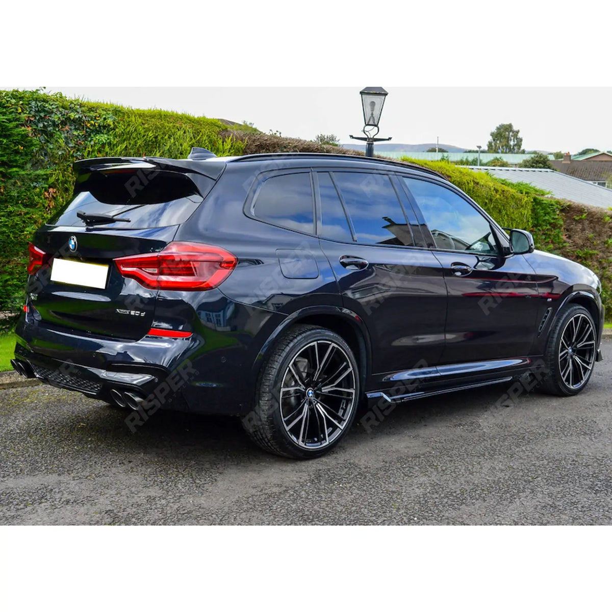 Black Knight Rear Diffuser In Gloss Black (With Exhaust Tips) For BMW X3 G01 PRE LCI