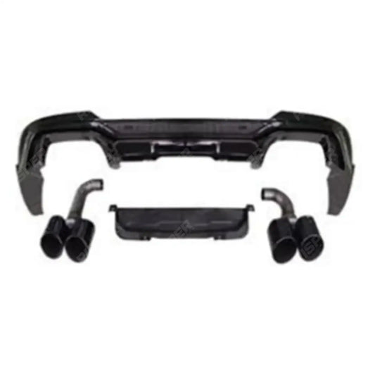 Black Knight Rear Diffuser In Gloss Black (With Exhaust Tips) For BMW X4 G02 PRE LCI 2018-2022
