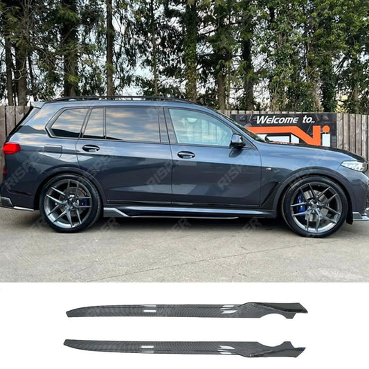 Black Knight Side Skirts In Carbon Look For BMW X7 2018-2023