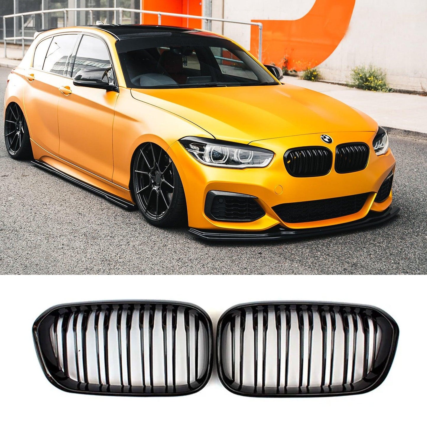 BMW 1 Series F20 2015-2019 Gloss Black Double Slat Grille - TMC Motorsport