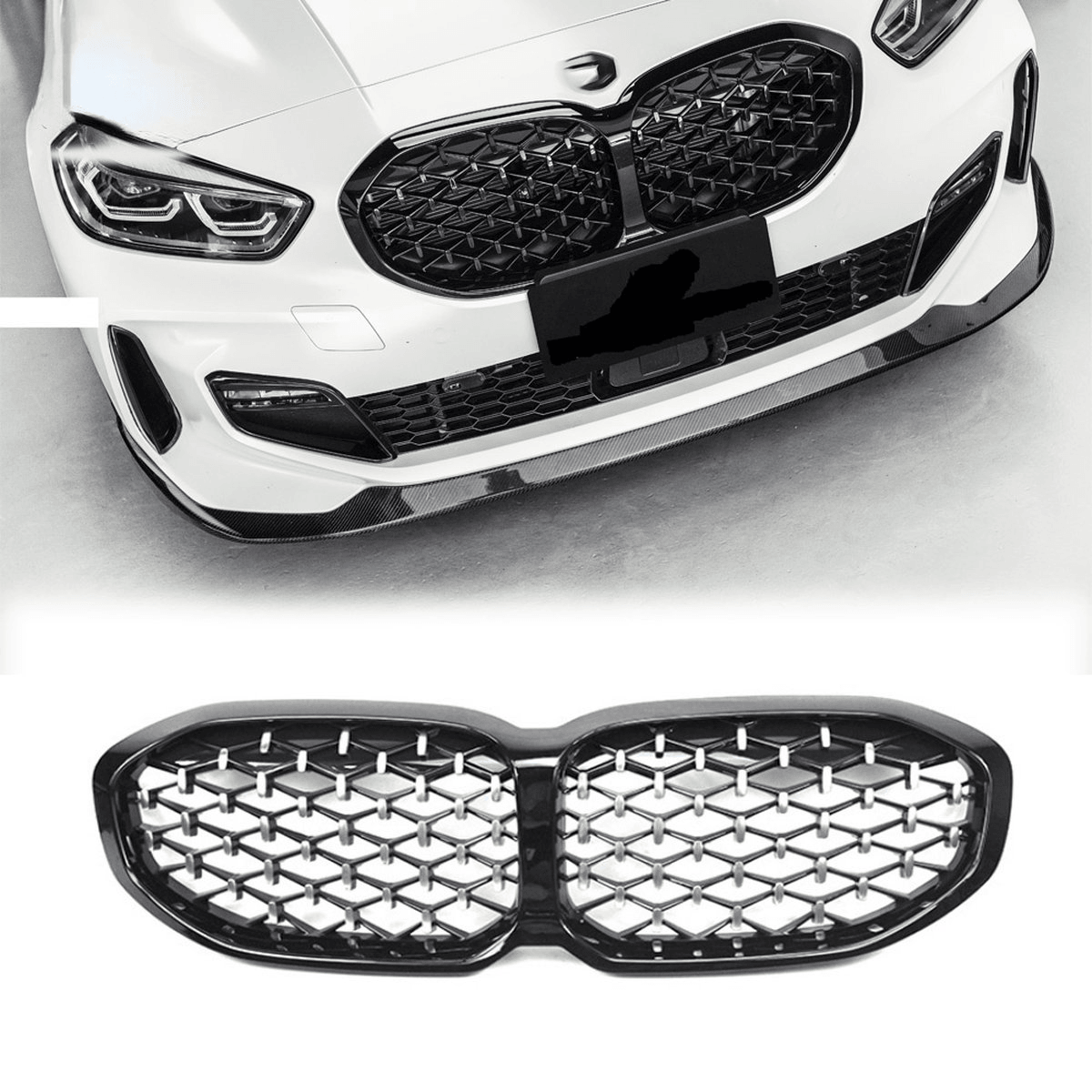 BMW 1 Series F40 2018 - 2024 Gloss Black Diamond Style Front Grill - TMC Motorsport