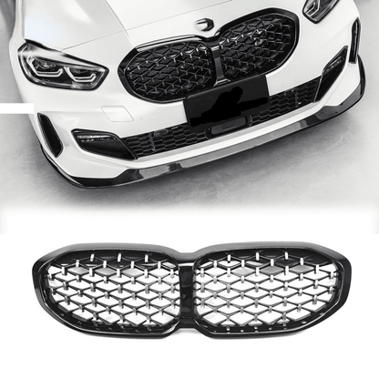 BMW 1 Series F40 2018 - 2024 Gloss Black Diamond Style Front Grill - TMC Motorsport