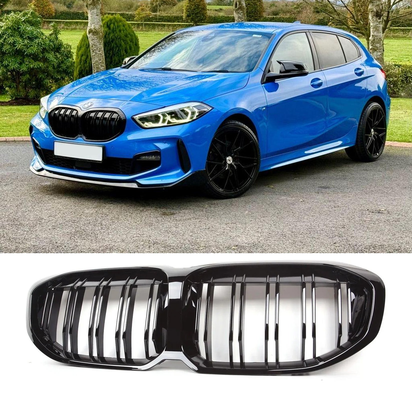 BMW 1 Series F40 2018 - 2024 Gloss Black Double Slat Front Grill - TMC Motorsport