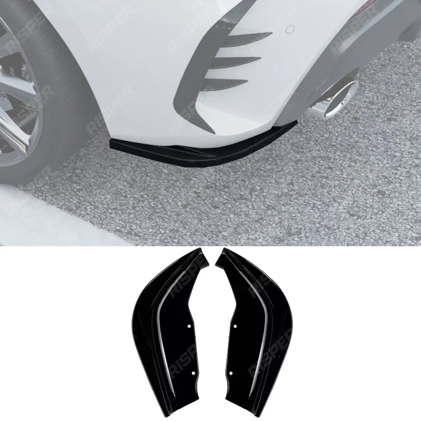 BMW 1 SERIES F40 M SPORT 2019-2024 REAR BUMPER CORNER SPLITTERS IN GLOSS BLACK