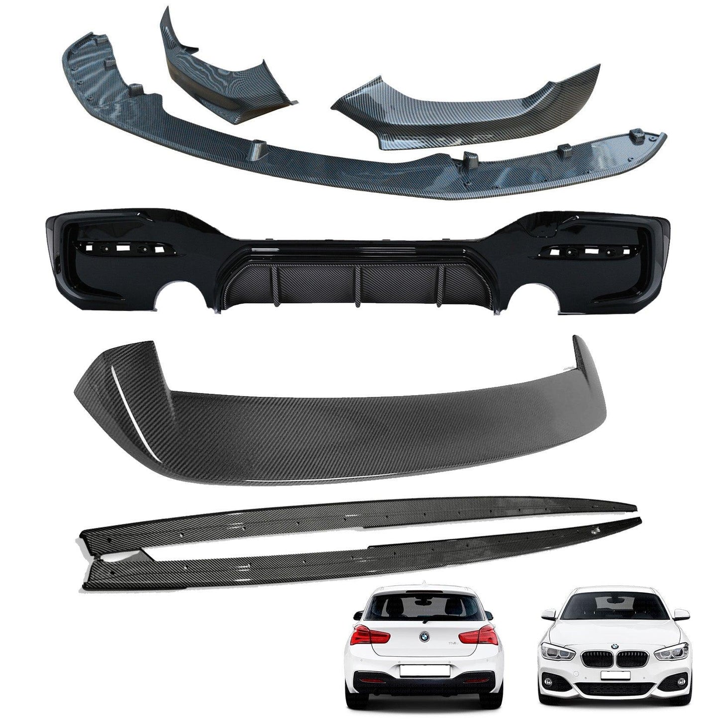 BMW 1 Series LCI M Sport F20 F21 2015-2019 Carbon Look Full Aero Body Kit - Diffuser 0___0 - TMC Motorsport