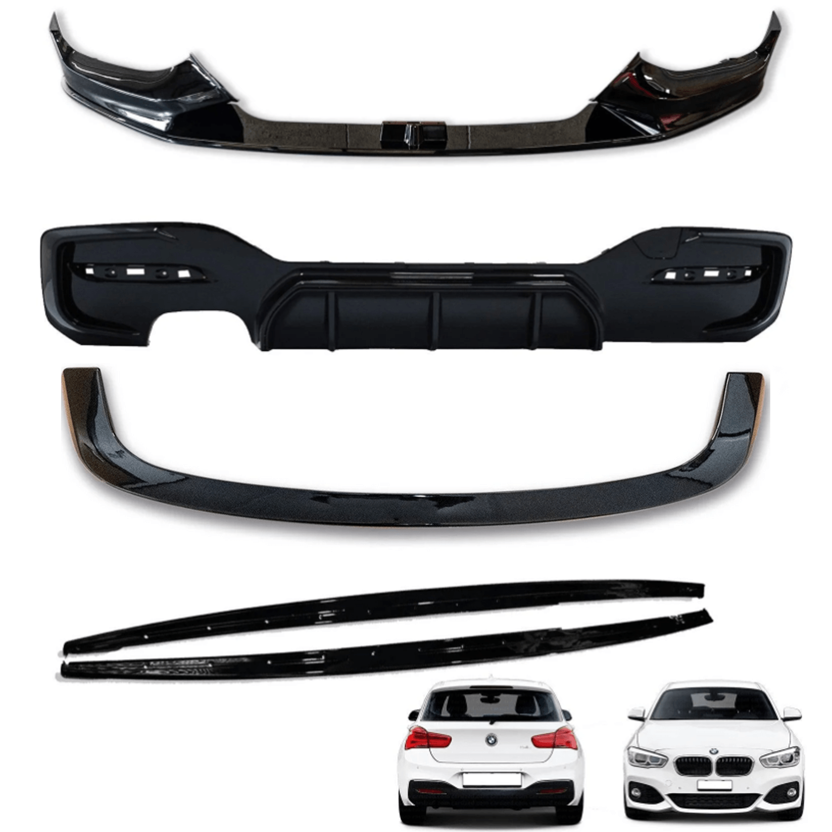 BMW 1 Series LCI M Sport F20 F21 2015-2019 Gloss Black Full Aero Body Kit - Diffuser 00____ - TMC Motorsport