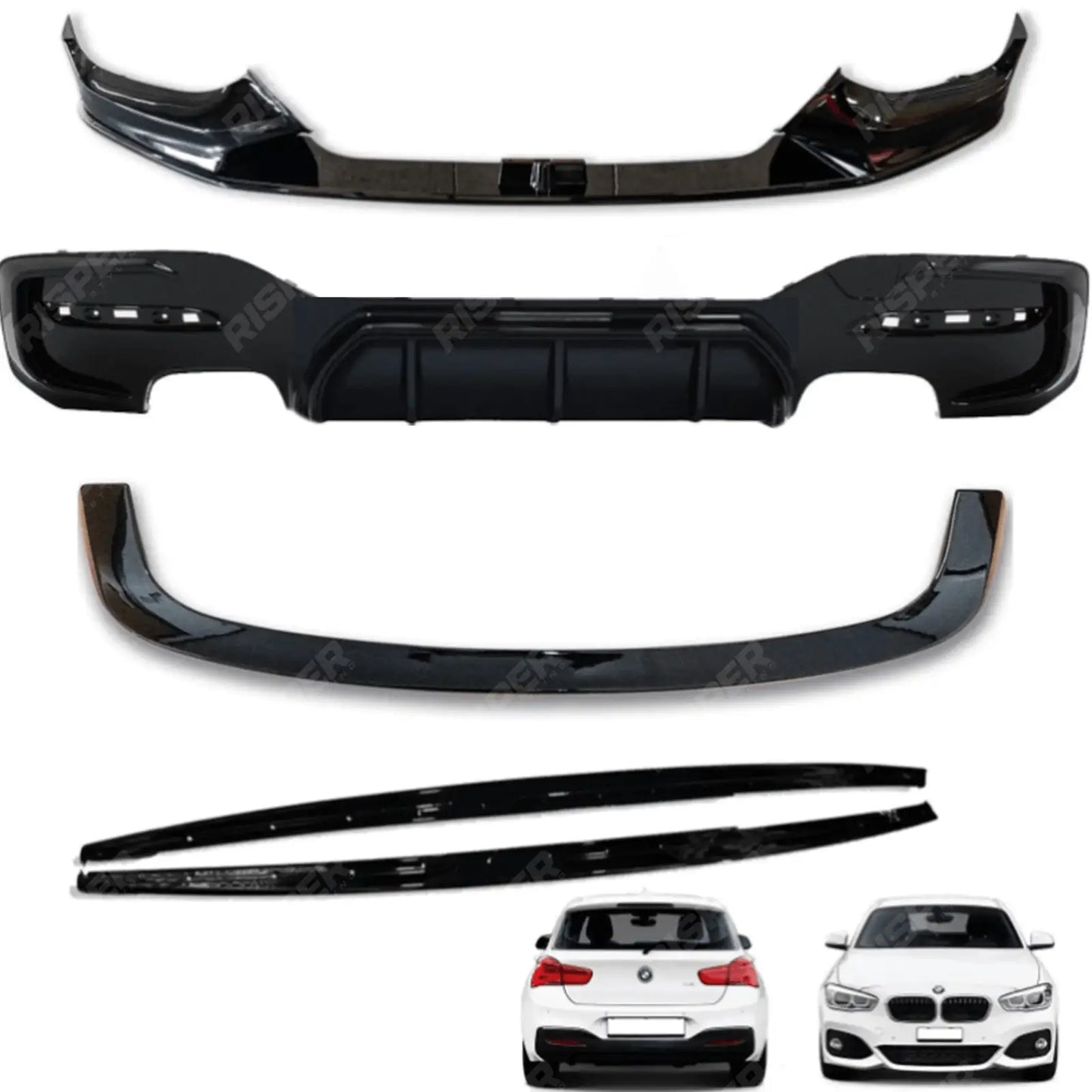 BMW 1 Series LCI M Sport F20 F21 2015-2019 Gloss Black Full Aero Body Kit - Diffuser 00___00